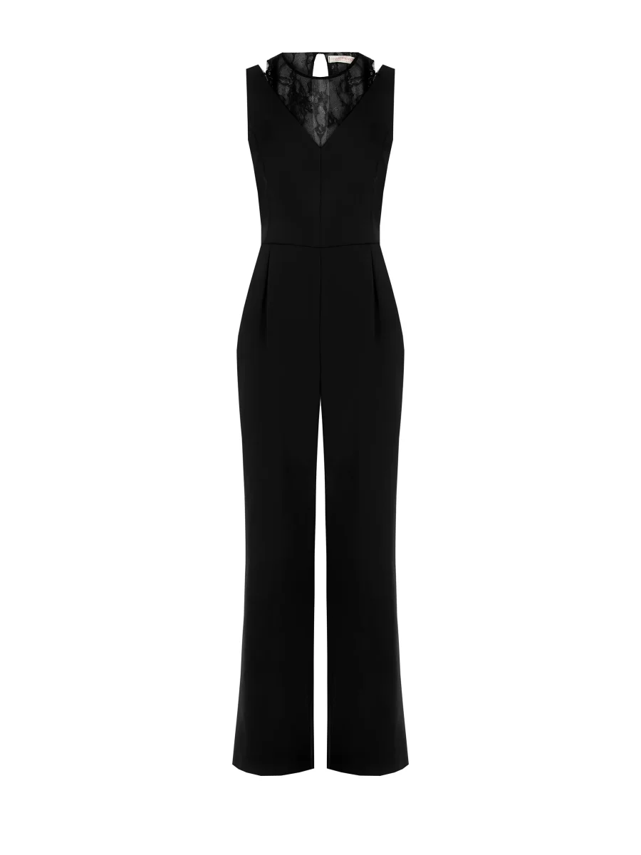 Tuta Nera con Inserto in Pizzo e dettaglio Cut Out - immagine 6